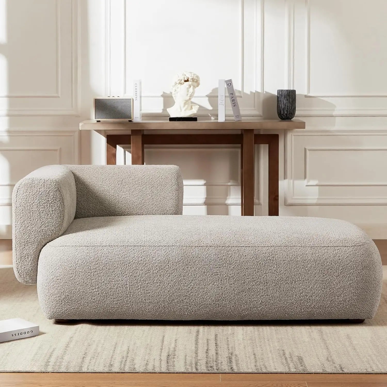 Boucle Fabric Chaise Lounge Sofa