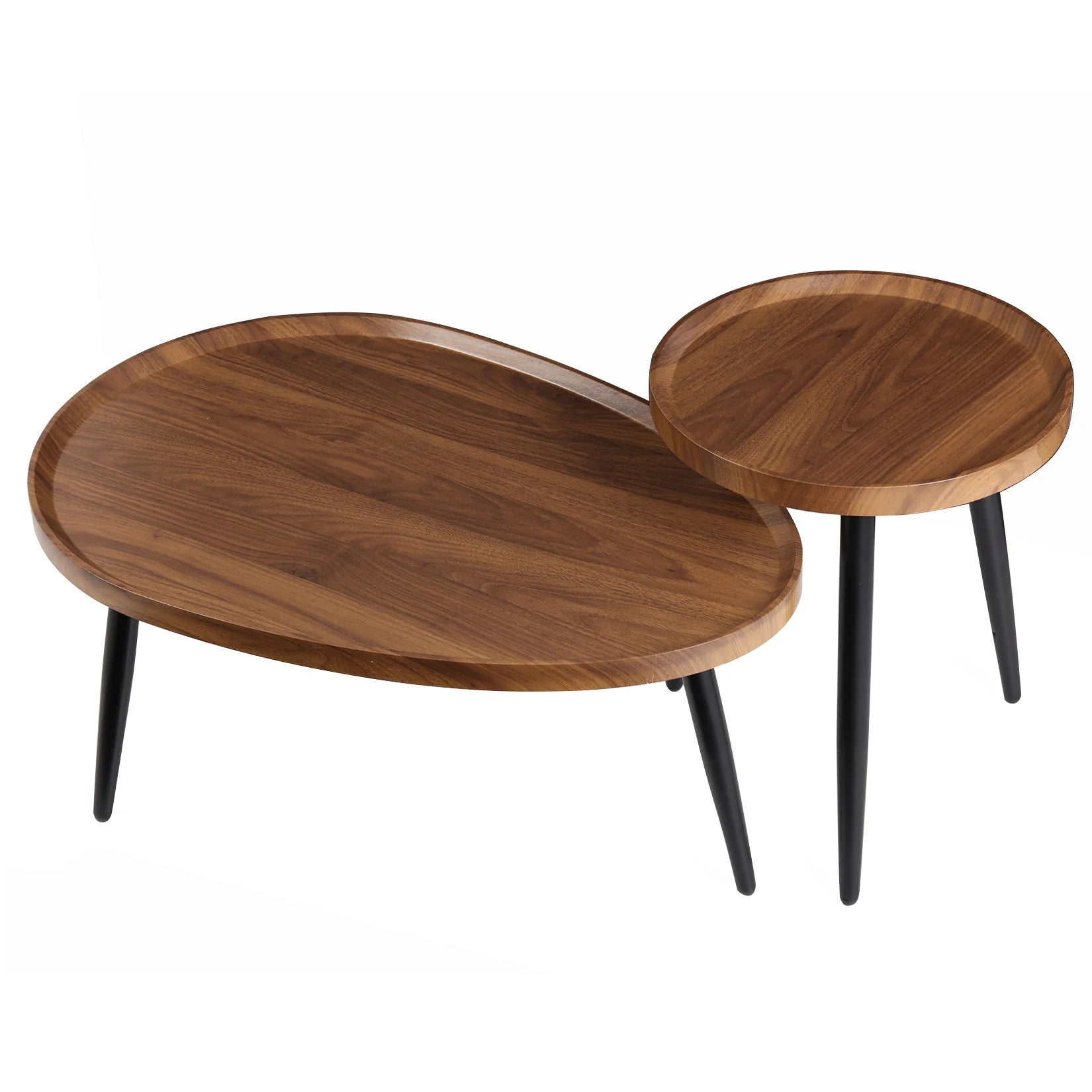 Walnut Round Coffee Table Set